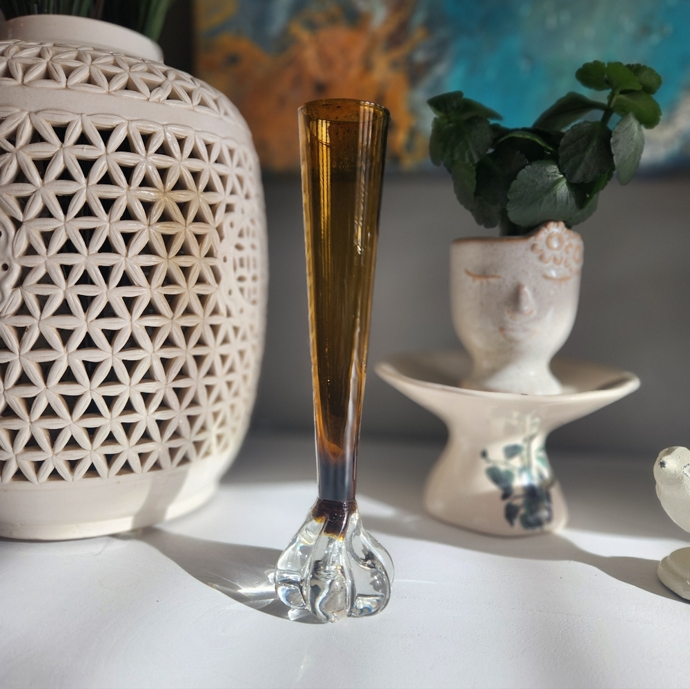 Hand Blown Amber Glass Vase